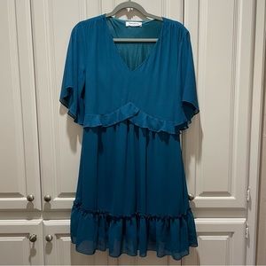 Teal/Ocean Blue Ruffle Dress - M